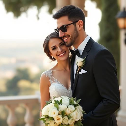 Fotografia de casamento elegante em Sintra, noivos sorrindo